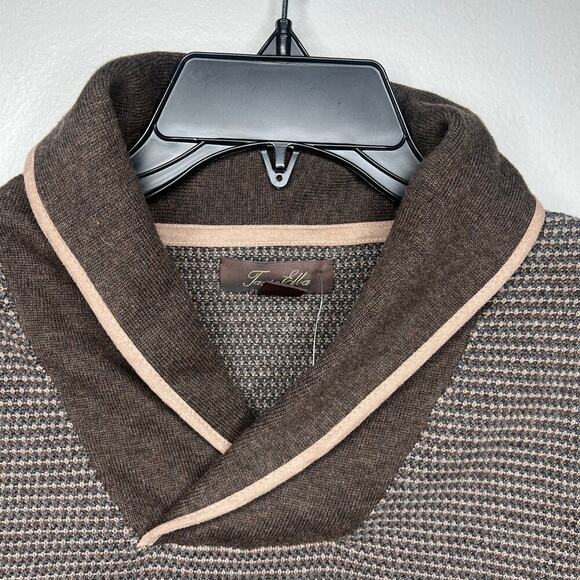NWT Tasso Elba Men’s Shawl Neck Collar Sweater Brown Pullover XL 100% Cotton - Picture 2 of 7